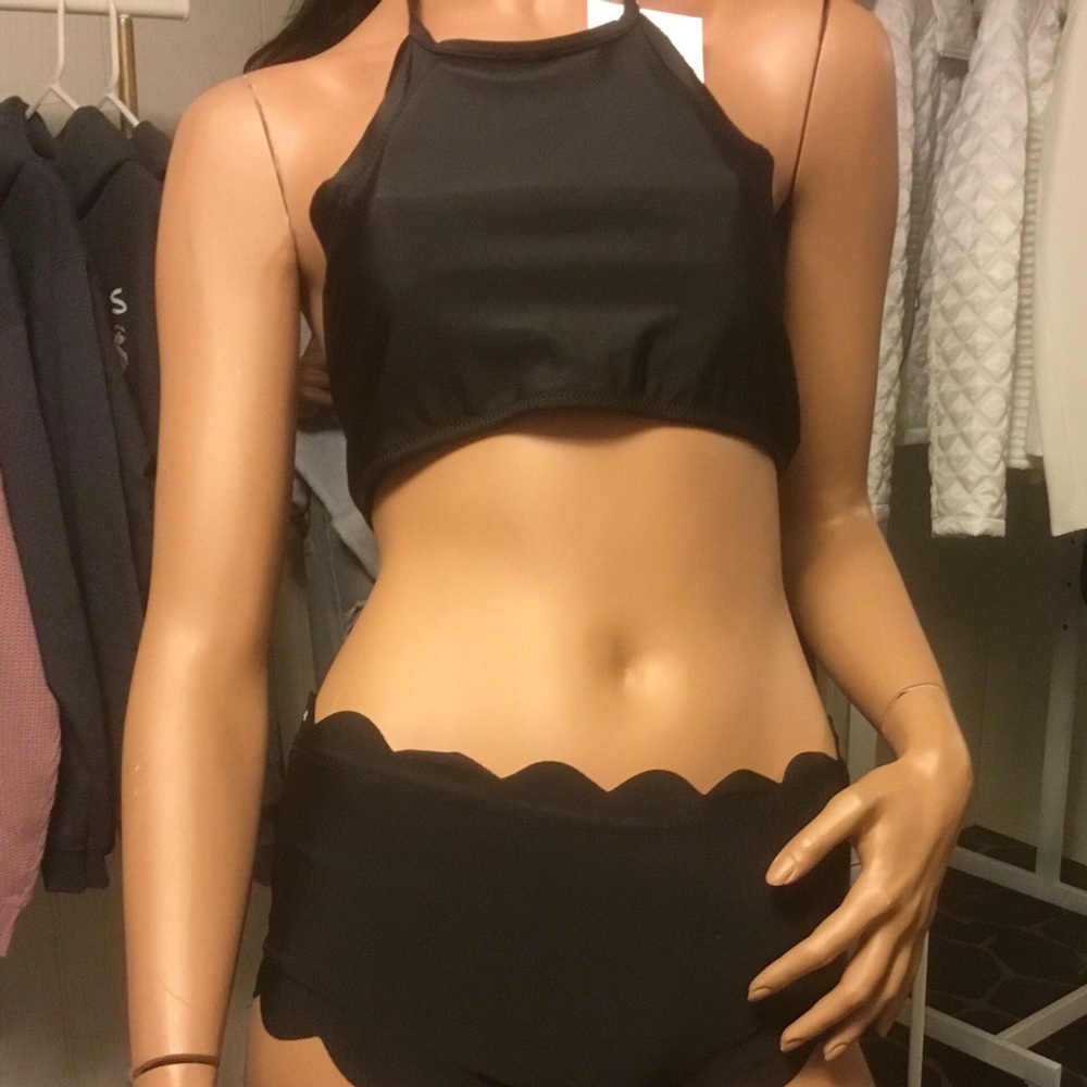 Black two piece swimwear